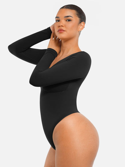Feelingirl Seamless Long Sleeve Tummy Control Thong Bodysuit