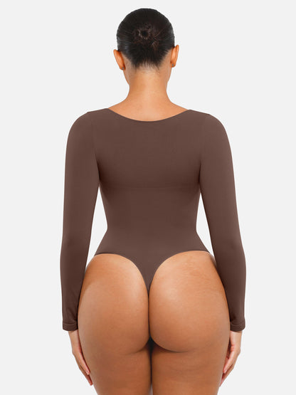 Feelingirl Seamless Long Sleeve Tummy Control Thong Bodysuit