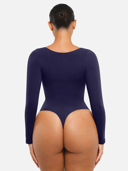 Feelingirl Seamless Long Sleeve Tummy Control Thong Bodysuit