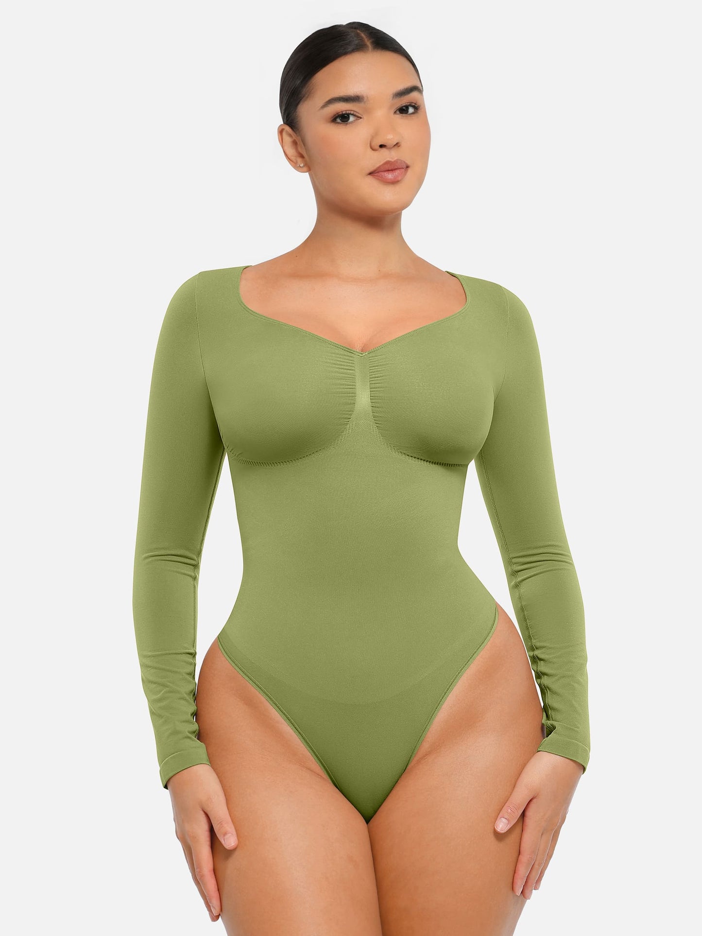 Feelingirl Seamless Long Sleeve Tummy Control Thong Bodysuit