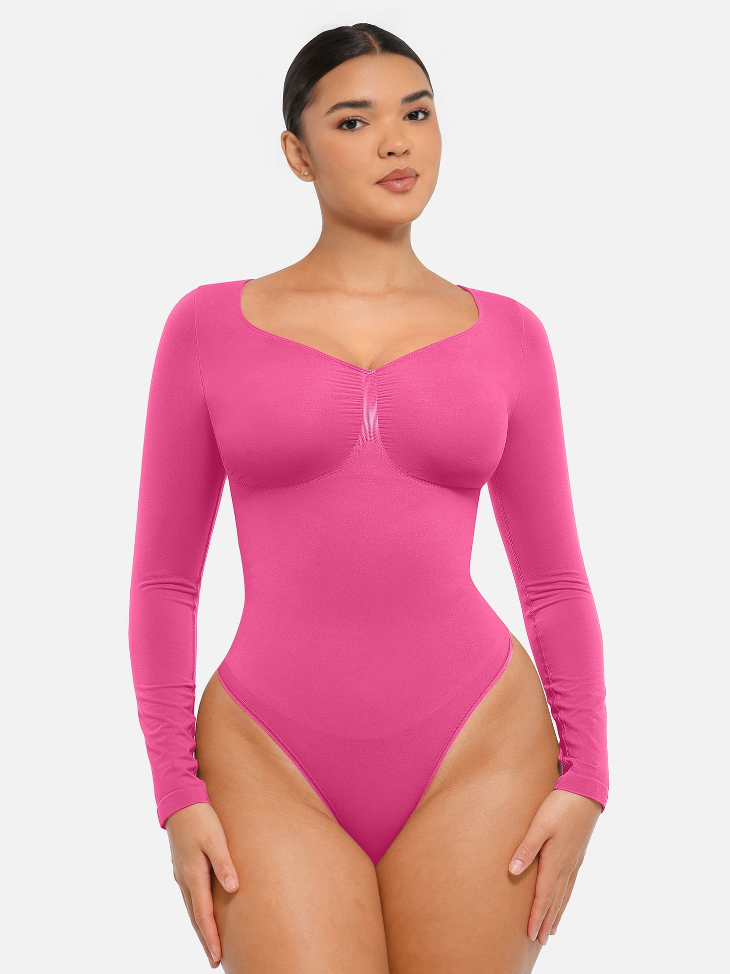 Feelingirl Seamless Long Sleeve Tummy Control Thong Bodysuit