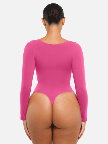 Feelingirl Seamless Long Sleeve Tummy Control Thong Bodysuit