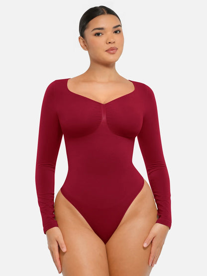 Feelingirl Seamless Long Sleeve Tummy Control Thong Bodysuit