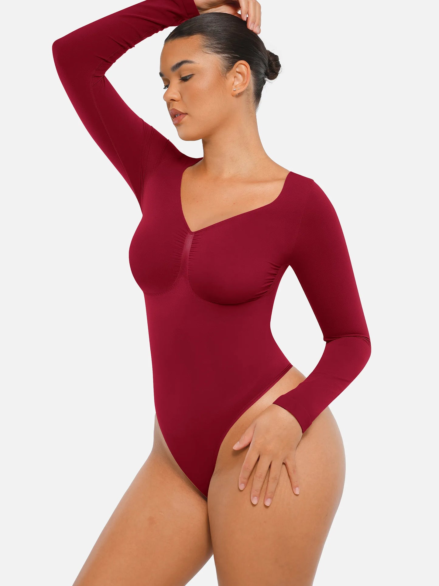 Feelingirl Seamless Long Sleeve Tummy Control Thong Bodysuit