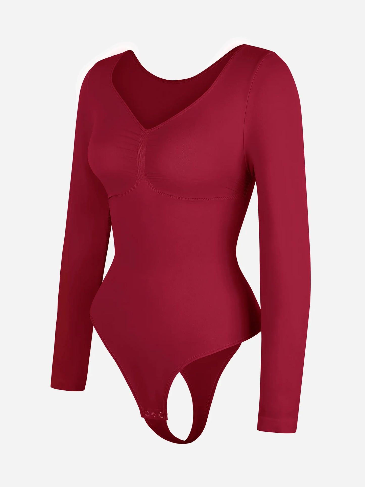 Feelingirl Seamless Long Sleeve Tummy Control Thong Bodysuit
