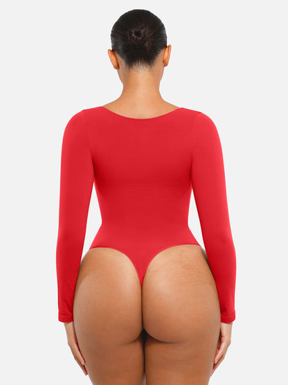 Feelingirl Seamless Long Sleeve Tummy Control Thong Bodysuit