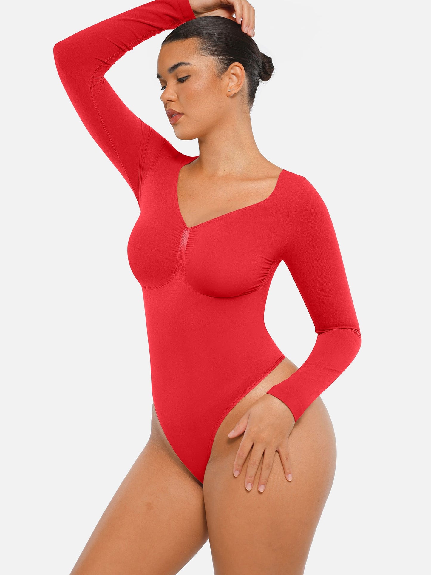 Feelingirl Seamless Long Sleeve Tummy Control Thong Bodysuit