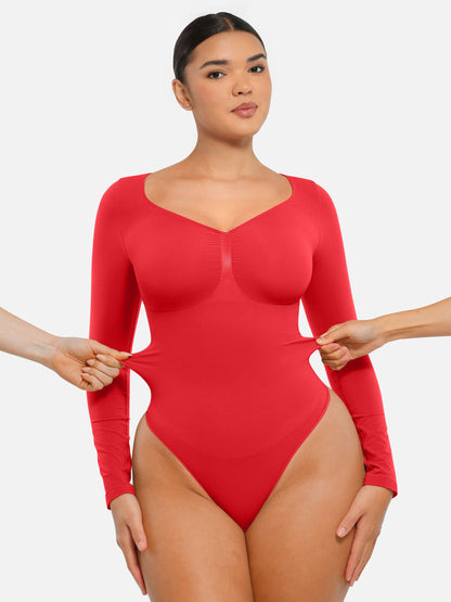 Feelingirl Seamless Long Sleeve Tummy Control Thong Bodysuit