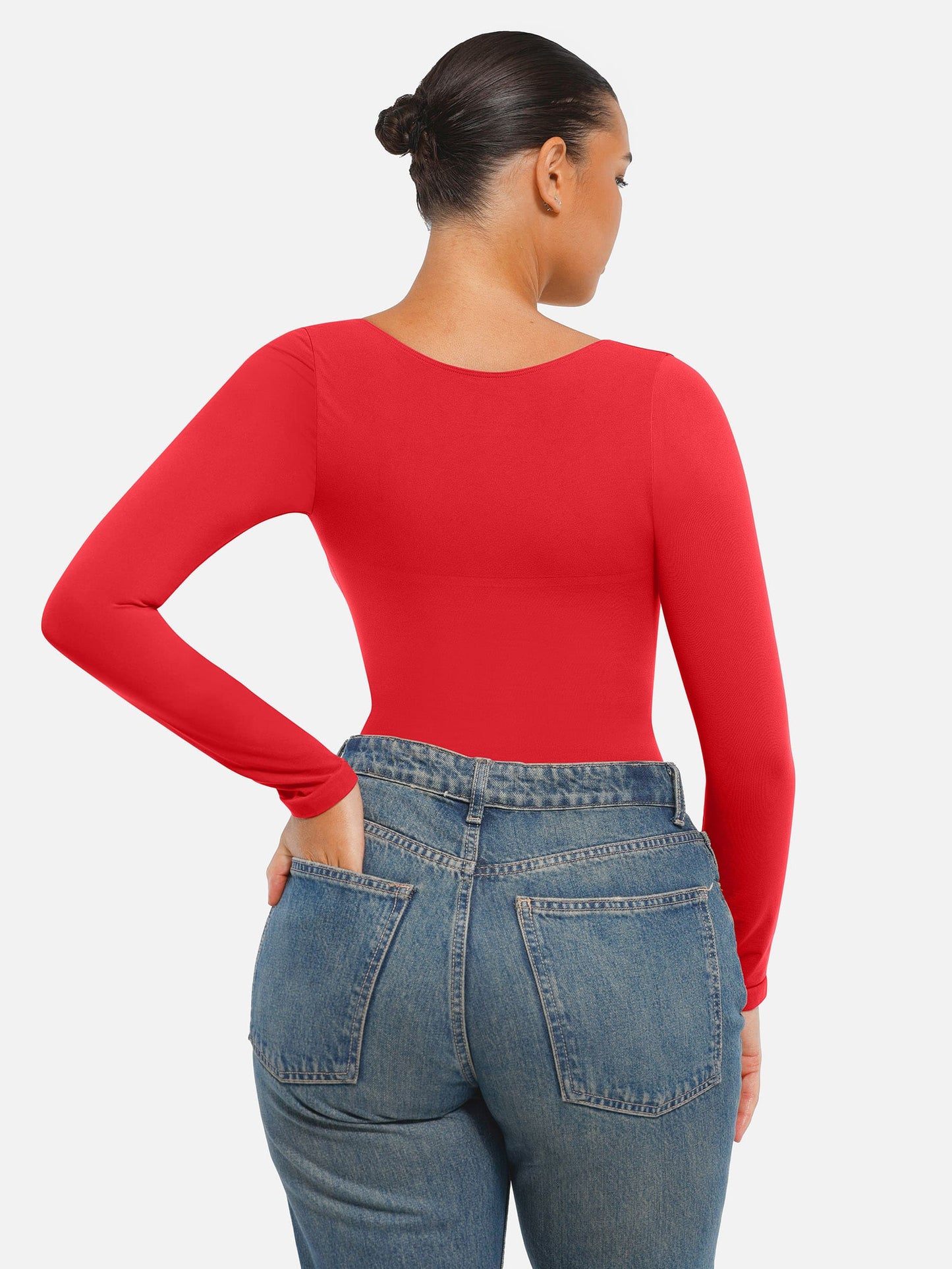 Feelingirl Seamless Long Sleeve Tummy Control Thong Bodysuit