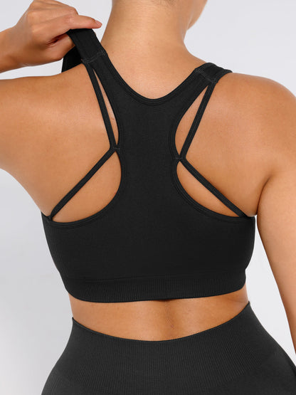Feelingirl Seamless Racerback Sports Bra with Removable Pads and Support Fit