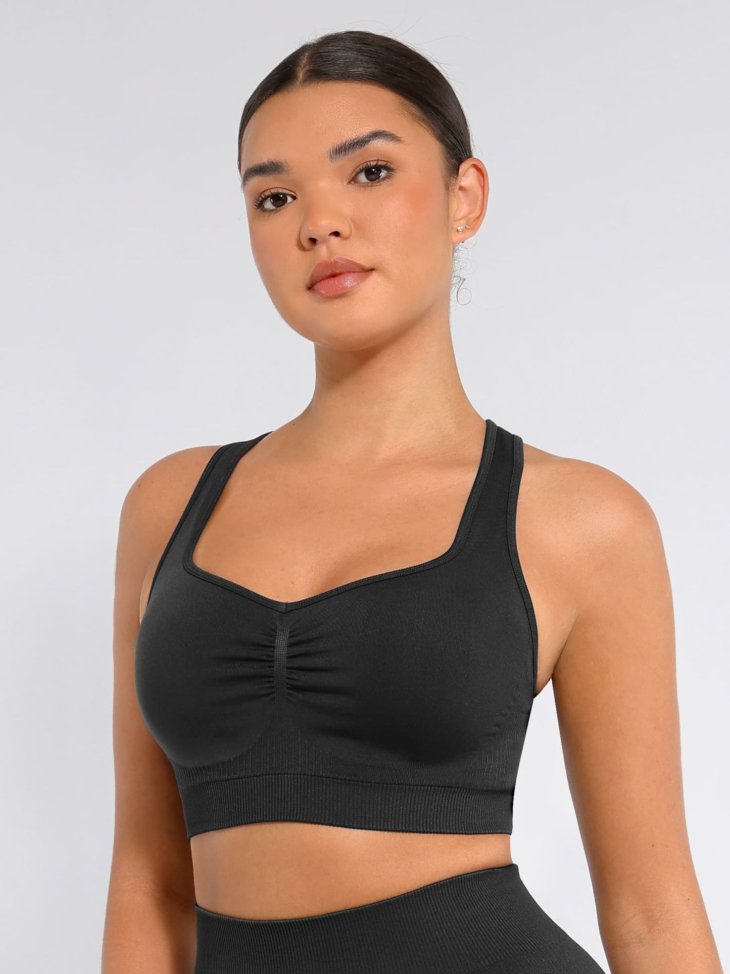 Feelingirl Seamless Racerback Sports Bra with Removable Pads and Support Fit