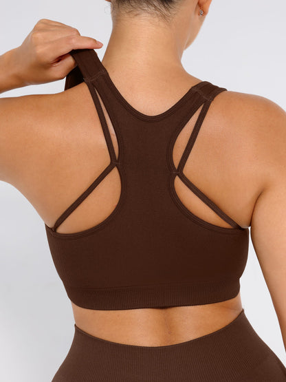 Feelingirl Seamless Racerback Sports Bra with Removable Pads and Support Fit