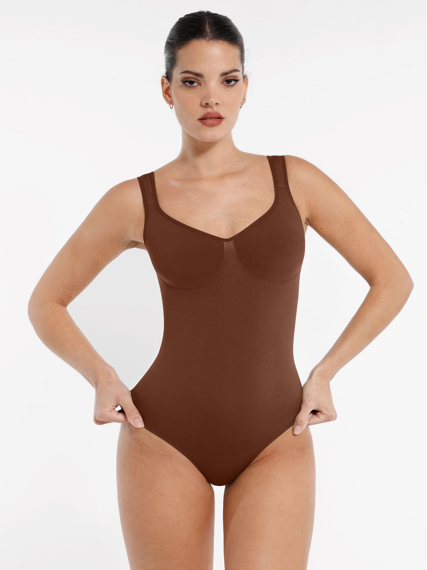 Feelingirl Seamless Sculpting Diamond Neck Thong Bodysuit
