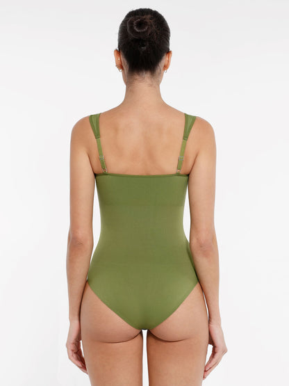 Feelingirl Seamless Sculpting Diamond Neck Thong Bodysuit