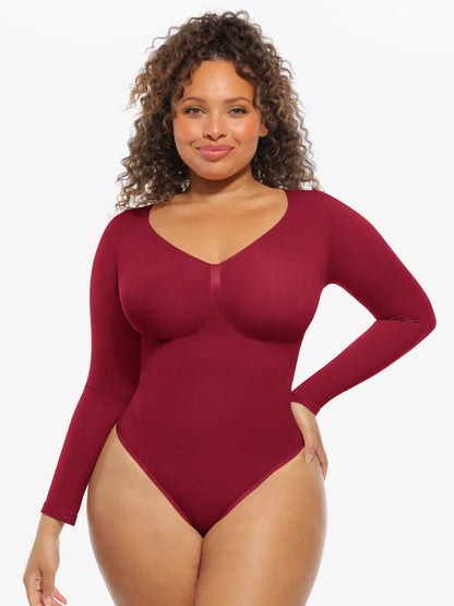 Feelingirl Seamless Supportive Long Sleeve Tummy Control Bodysuit