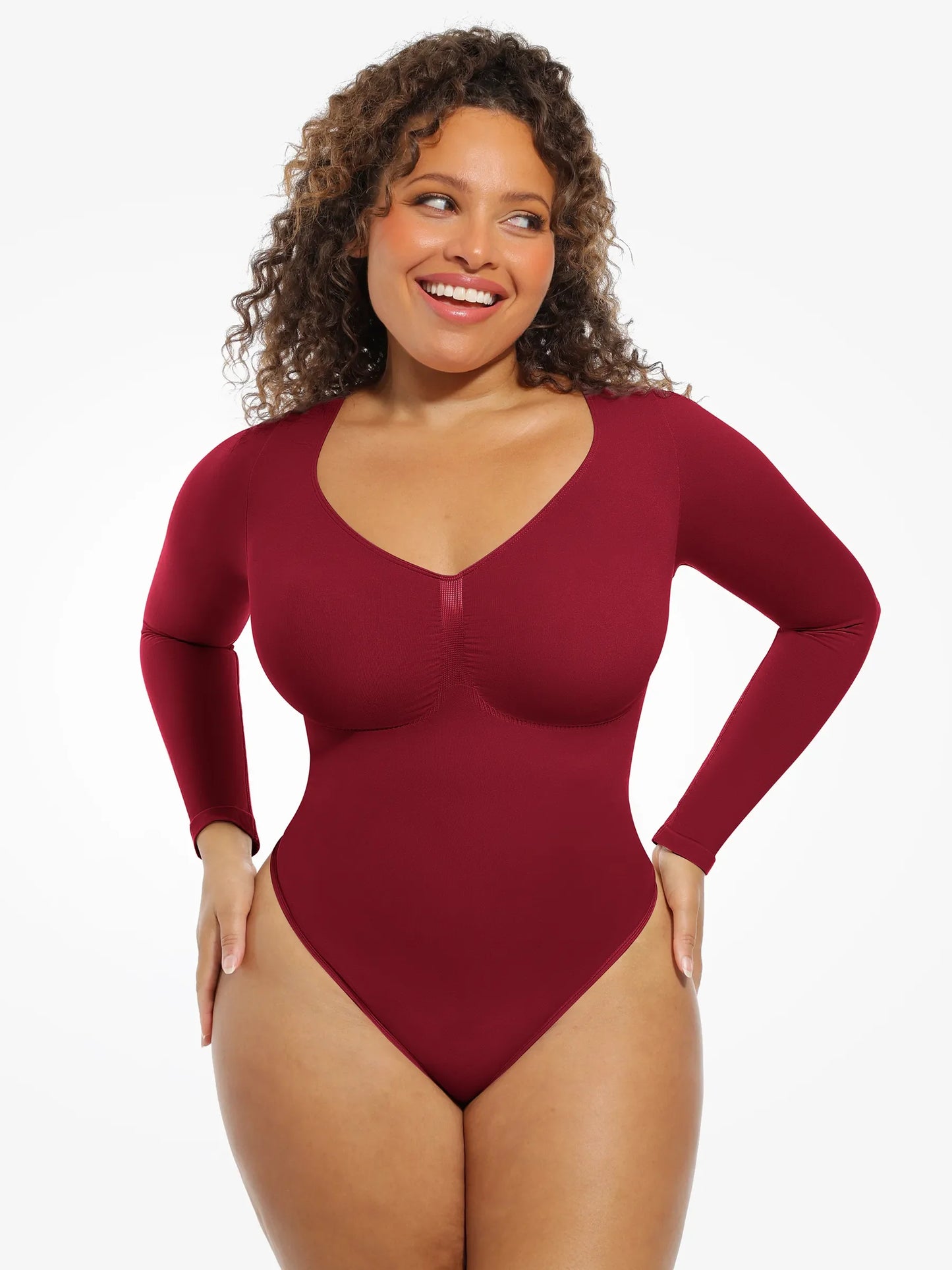 Feelingirl Seamless Supportive Long Sleeve Tummy Control Bodysuit