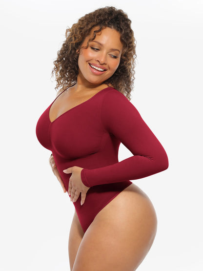 Feelingirl Seamless Supportive Long Sleeve Tummy Control Bodysuit
