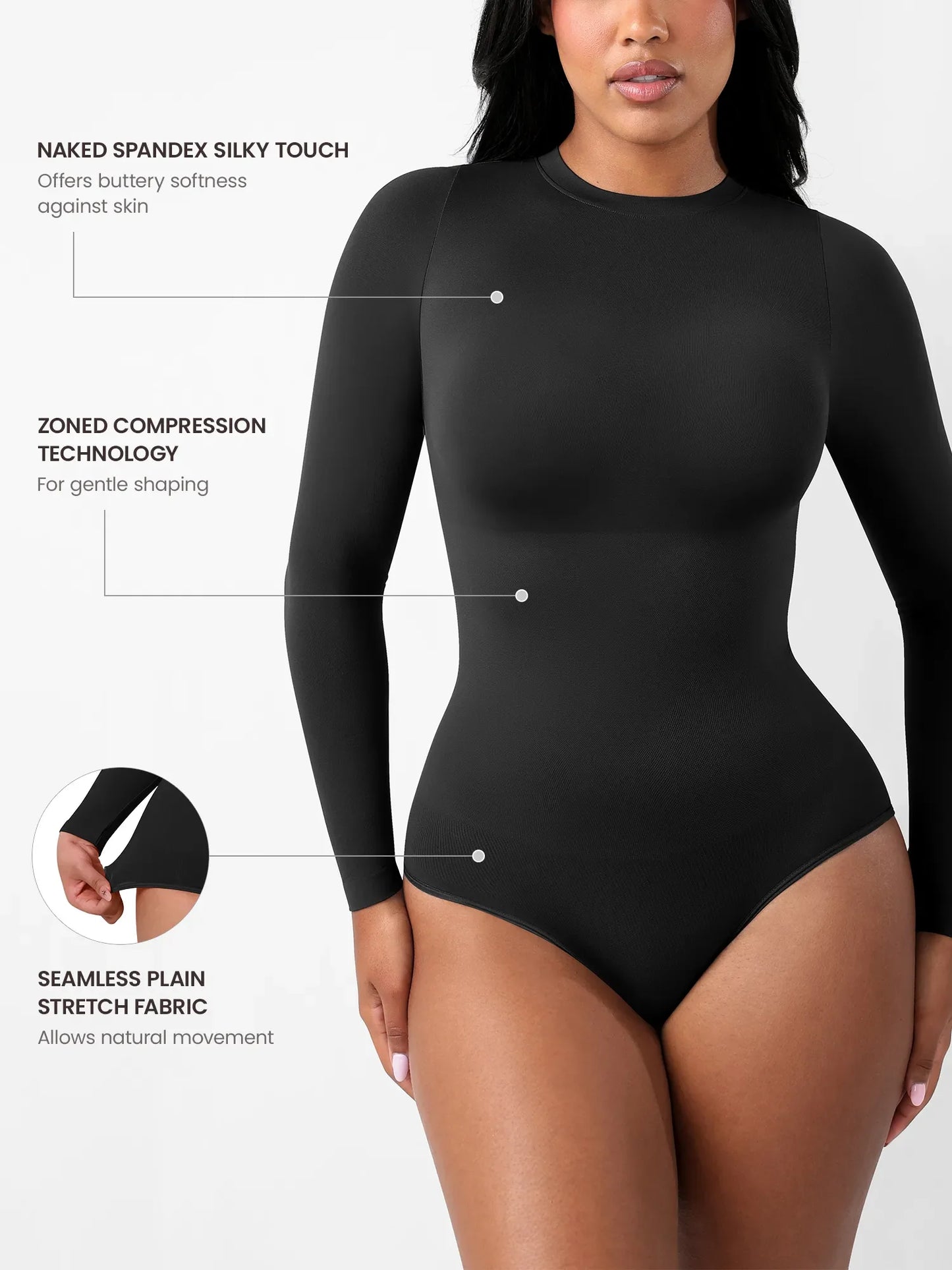 Feelingirl Seamless Ultra-Soft Crew Neck Bodysuit
