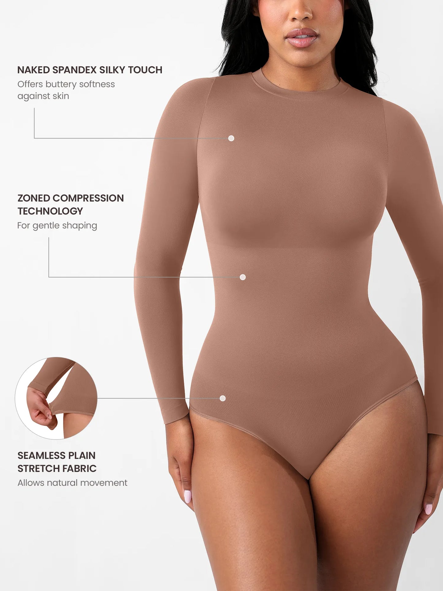 Feelingirl Seamless Ultra-Soft Crew Neck Bodysuit