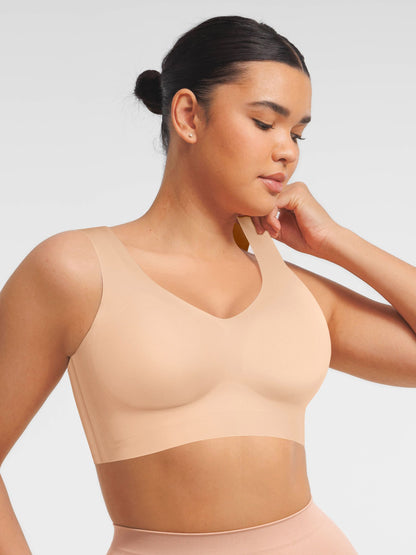 Feelingirl Seamless V Neck Comfort Fit Everyday Bra