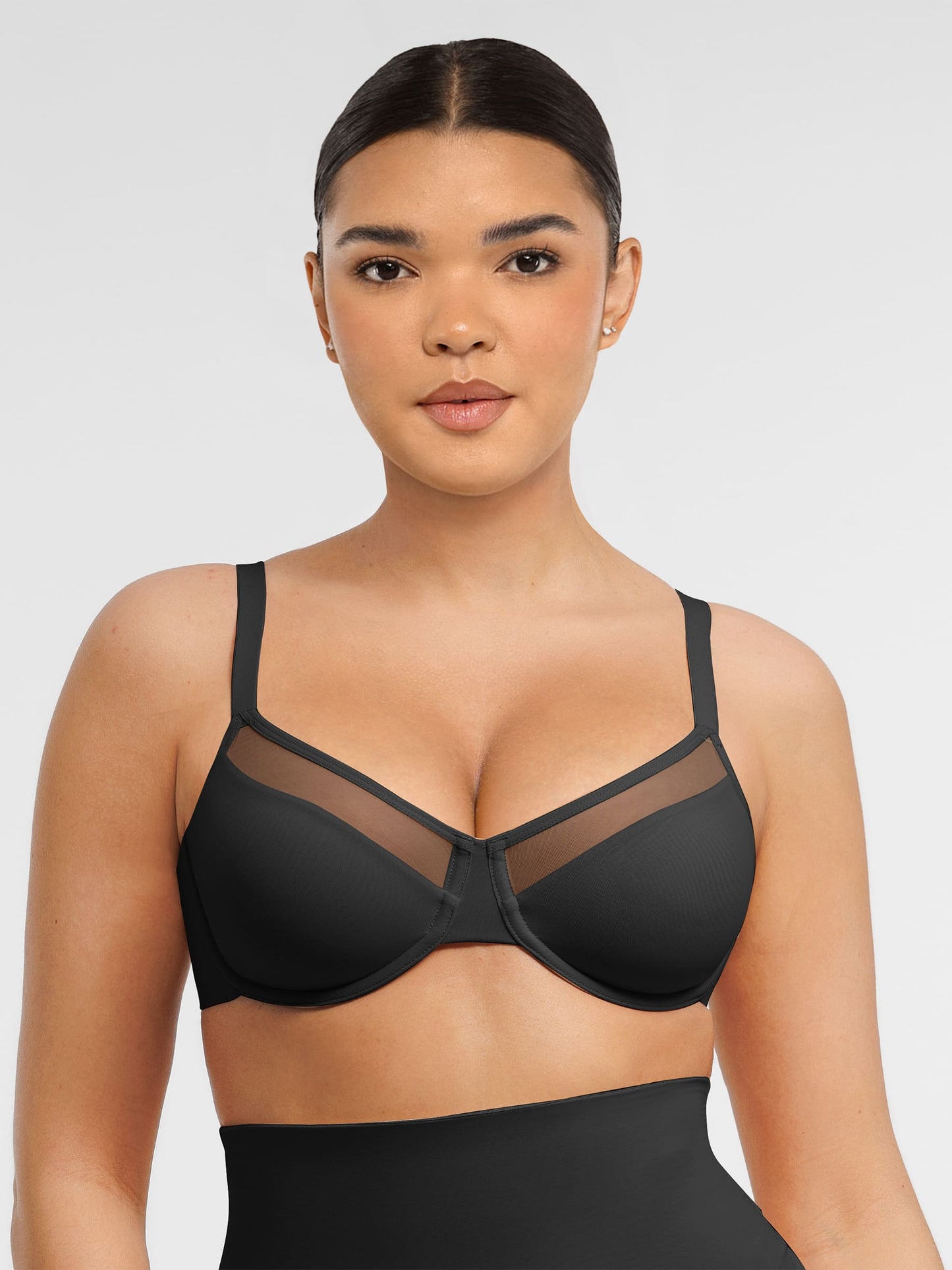 Feelingirl Sheer Mesh Full Coverage Unpadded Underwire Bra