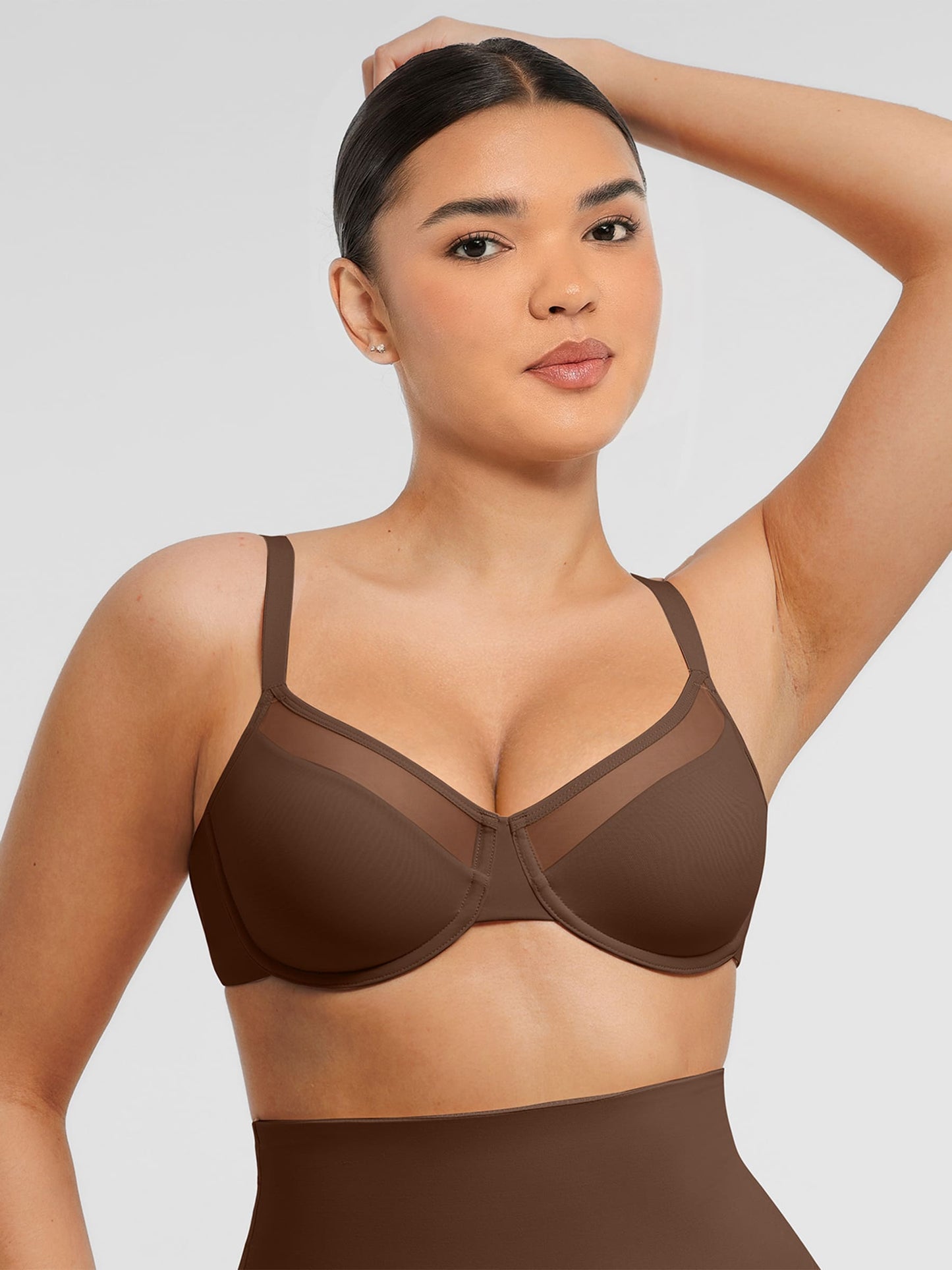 Feelingirl Sheer Mesh Full Coverage Unpadded Underwire Bra