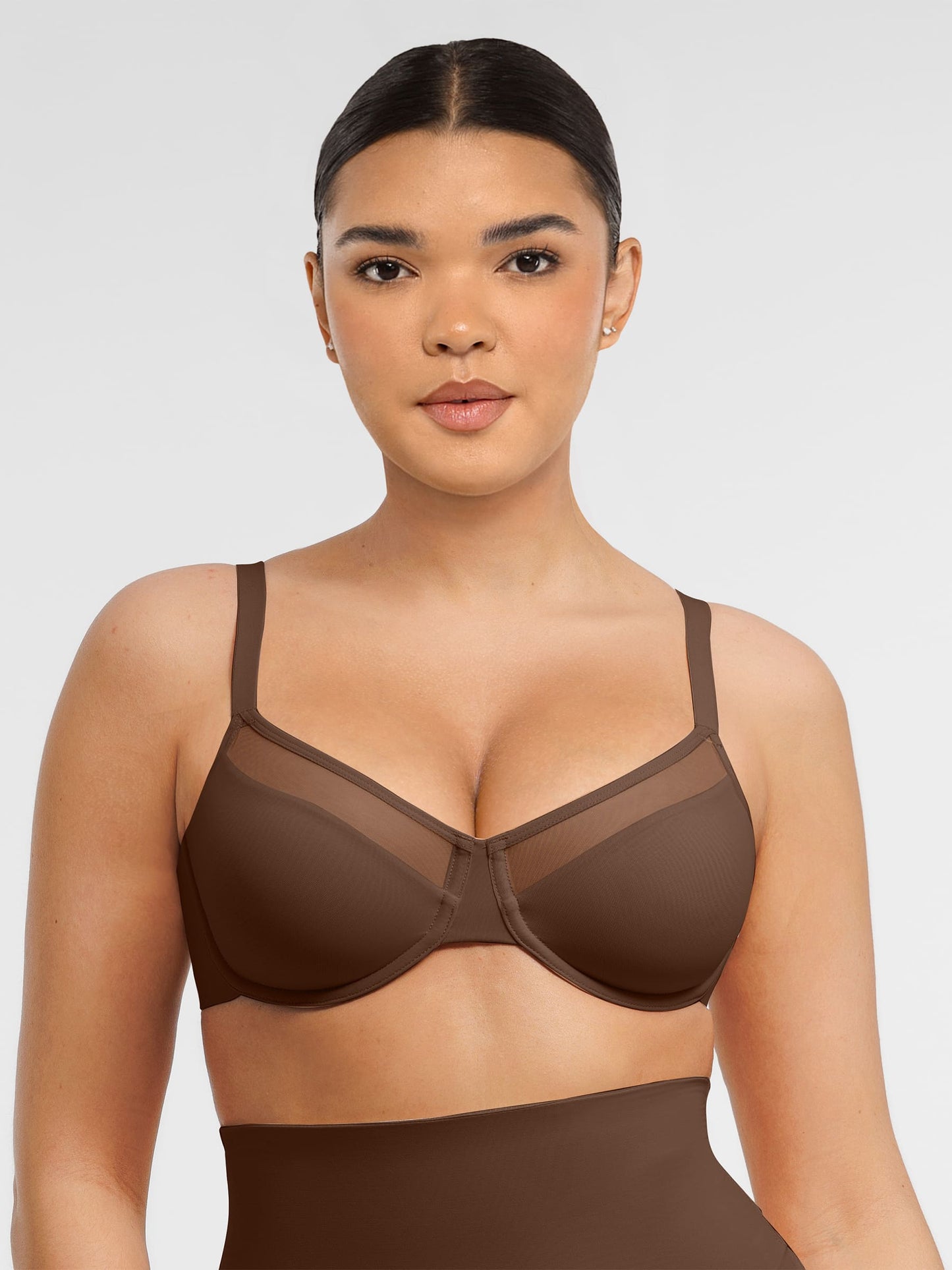 Feelingirl Sheer Mesh Full Coverage Unpadded Underwire Bra