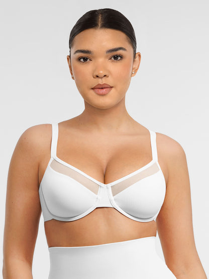 Feelingirl Sheer Mesh Full Coverage Unpadded Underwire Bra