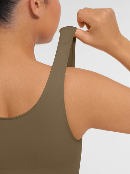 Feelingirl Tummy Control Seamless Wide Strap Bodysuit