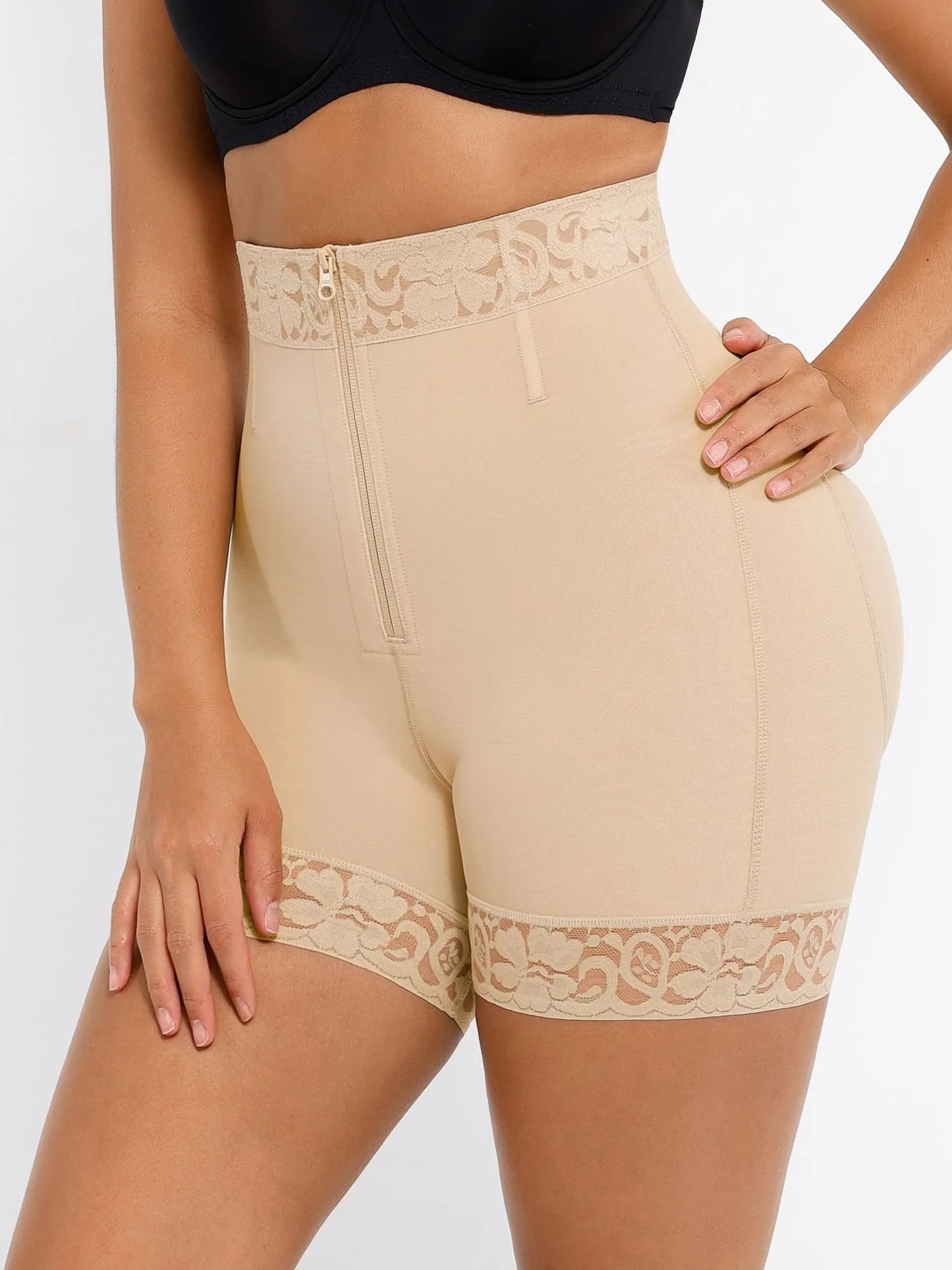 Feelingirl Tummy Control Shaping Shorts Butt Lifter with Clasps and Zipper