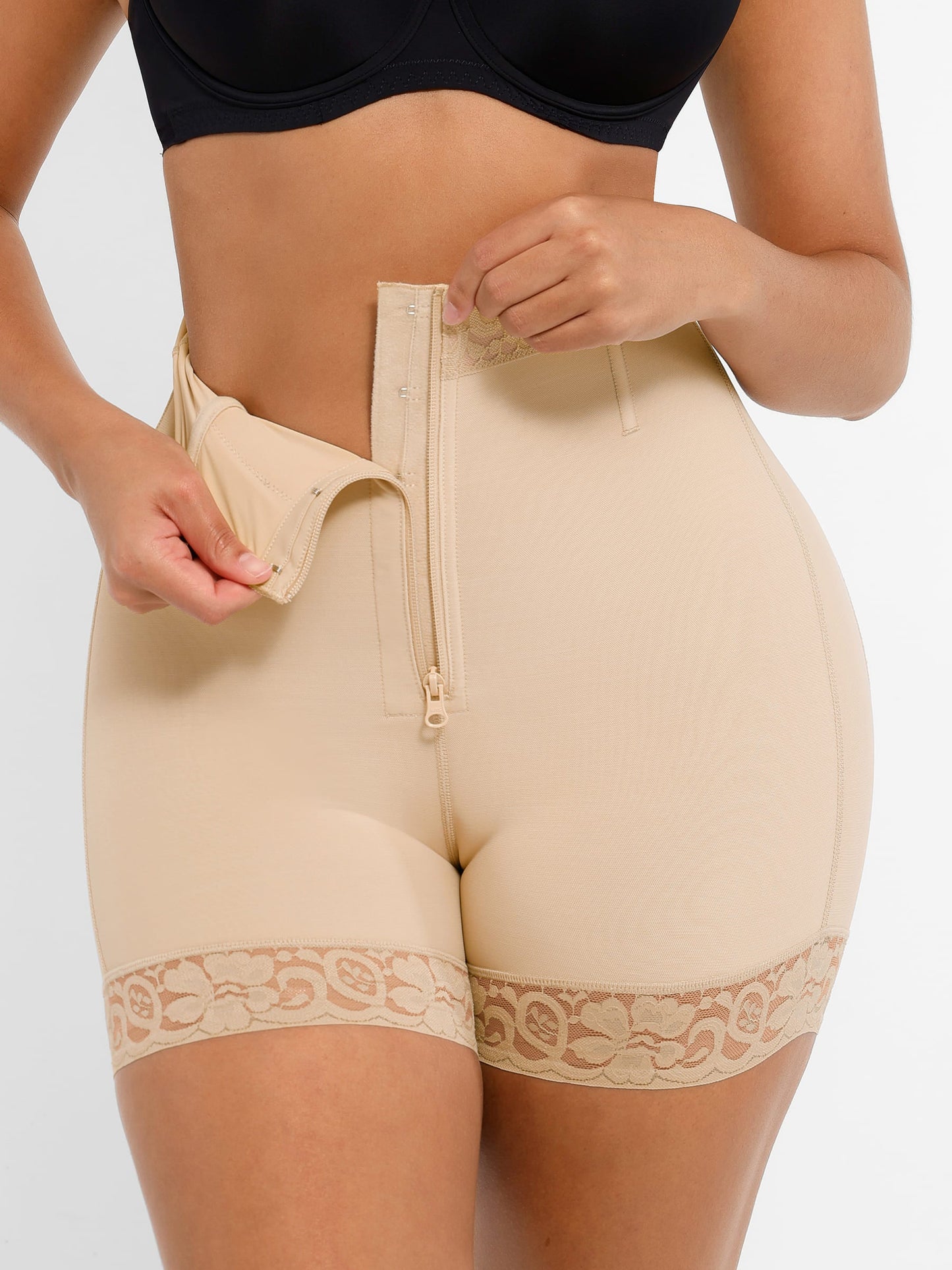 Feelingirl Tummy Control Shaping Shorts Butt Lifter with Clasps and Zipper