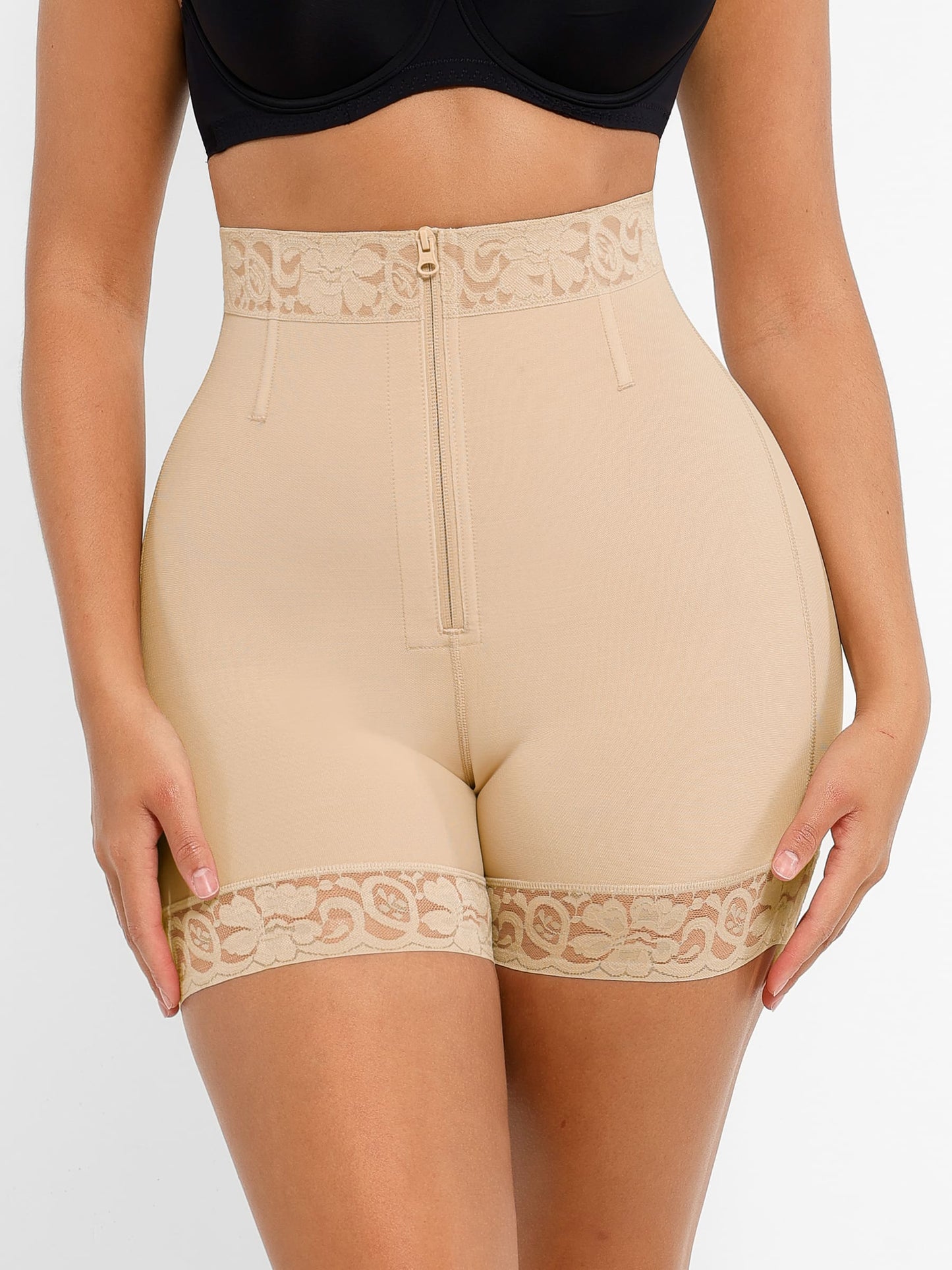 Feelingirl Tummy Control Shaping Shorts Butt Lifter with Clasps and Zipper