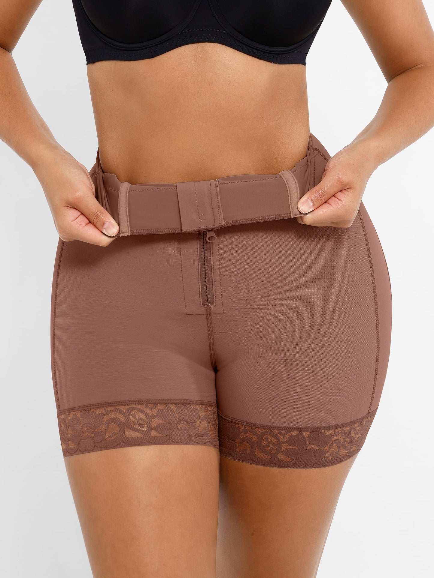 Feelingirl Tummy Control Shaping Shorts Butt Lifter with Clasps and Zipper