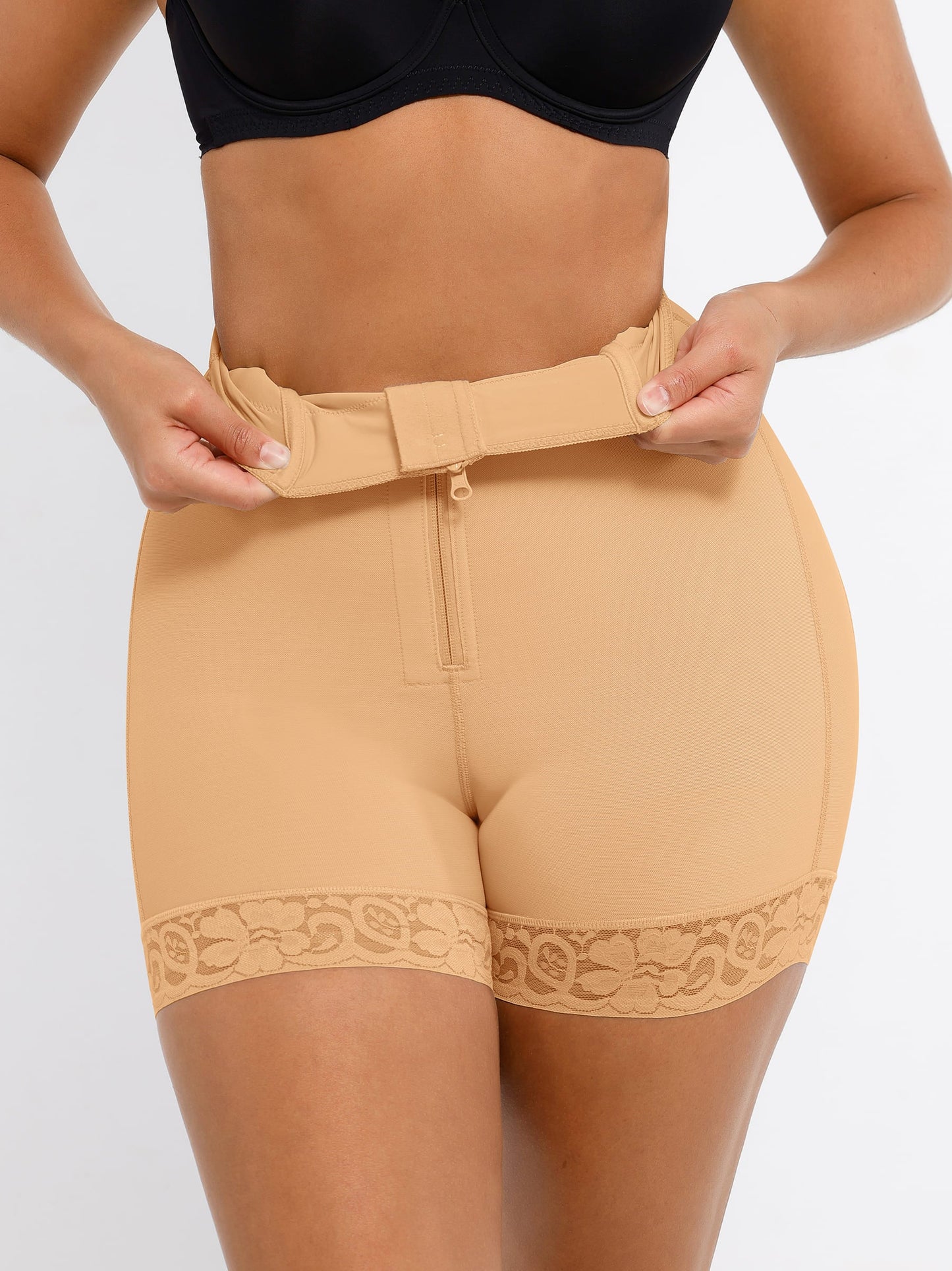 Feelingirl Tummy Control Shaping Shorts Butt Lifter with Clasps and Zipper