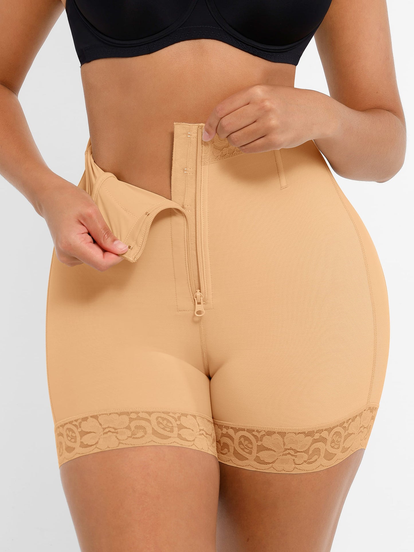 Feelingirl Tummy Control Shaping Shorts Butt Lifter with Clasps and Zipper