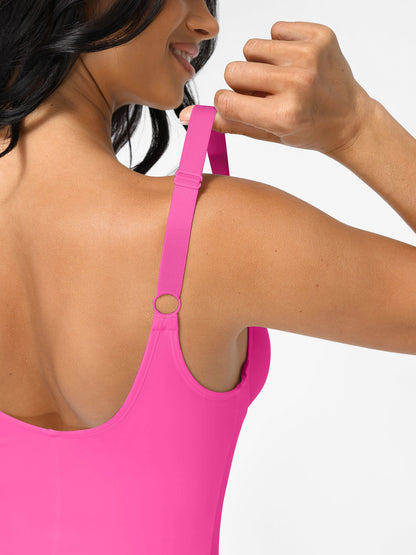 Feelingirl V Neck Adjustable Straps Tummy Control  Bodysuit