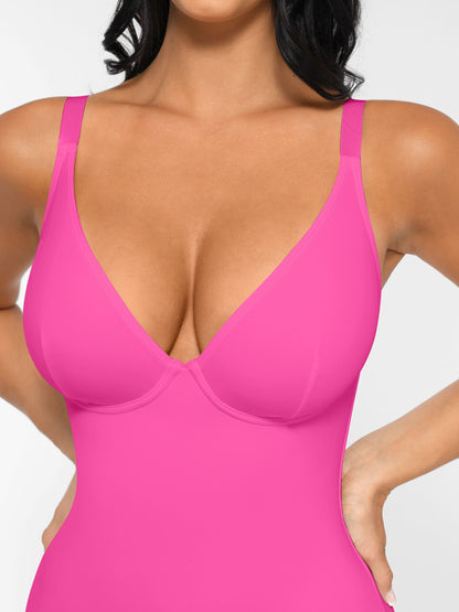 Feelingirl V Neck Adjustable Straps Tummy Control  Bodysuit