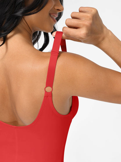 Feelingirl V Neck Adjustable Straps Tummy Control  Bodysuit