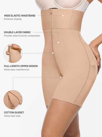 Feelingirl Wide Waistband Tummy Control Butt Lifting Shaping Shorts