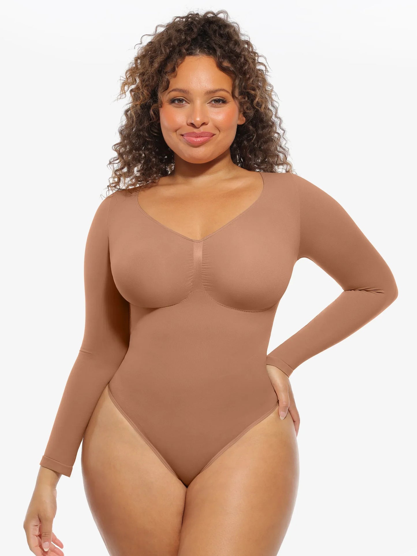 Feelingirl Seamless Supportive Long Sleeve Tummy Control Bodysuit