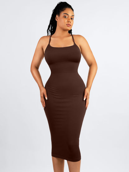 Feelingirl Seamless Shaping Slip Dress with Built-In Bra and Adjustable Straps
