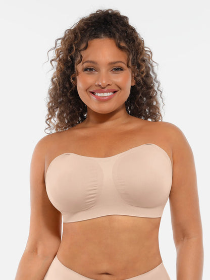 Feelingirl Seamless Strapless Anti-Slip Removable Pads Bra