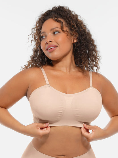 Feelingirl Seamless Strapless Anti-Slip Removable Pads Bra