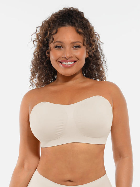 Feelingirl Seamless Strapless Anti-Slip Removable Pads Bra