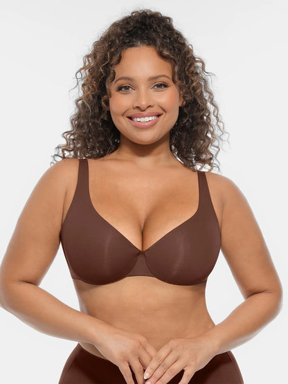 Feelingirl Unpadded Underwired Deep V-Neck Side Support Bra Bundle