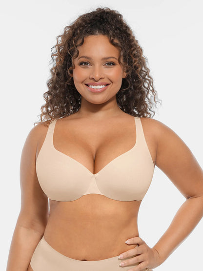 Feelingirl Unpadded Underwired Deep V-Neck Side Support Bra Bundle