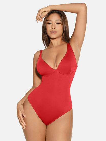 Feelingirl V Neck Tummy Control Shaping Bodysuit