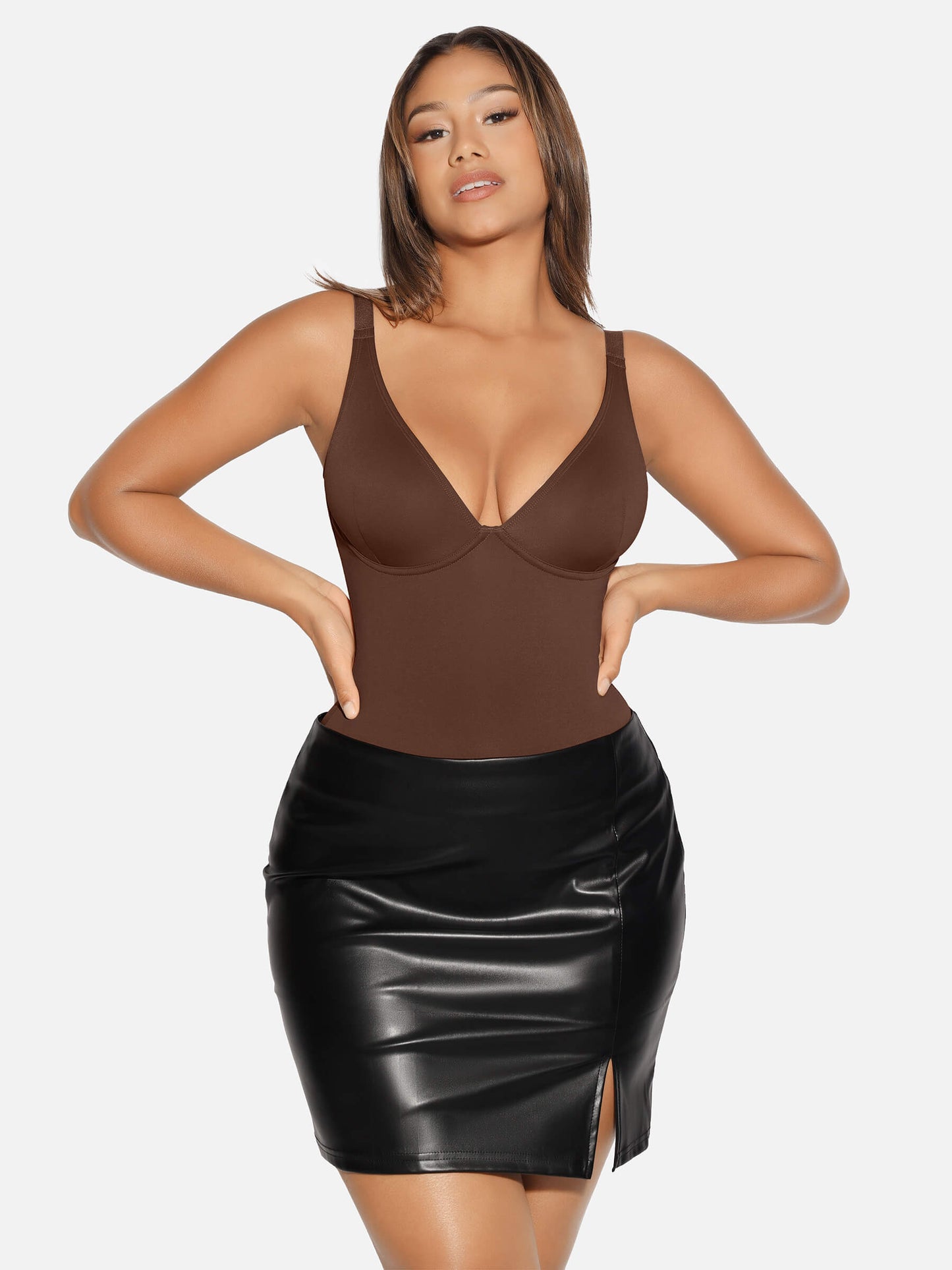 Feelingirl V Neck Tummy Control Shaping Bodysuit