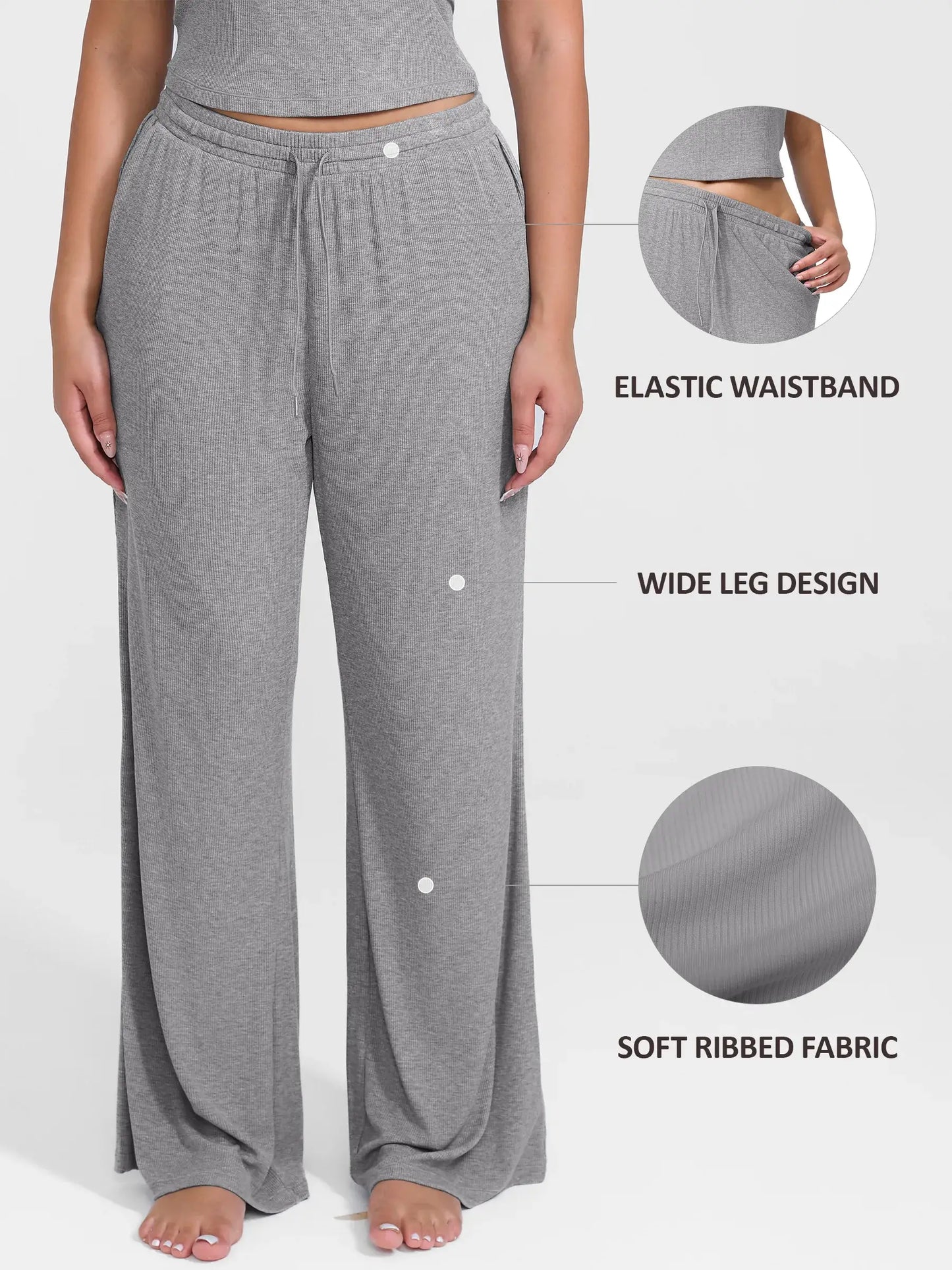 Feelingirl Breathable Ribbed Lounge Pants