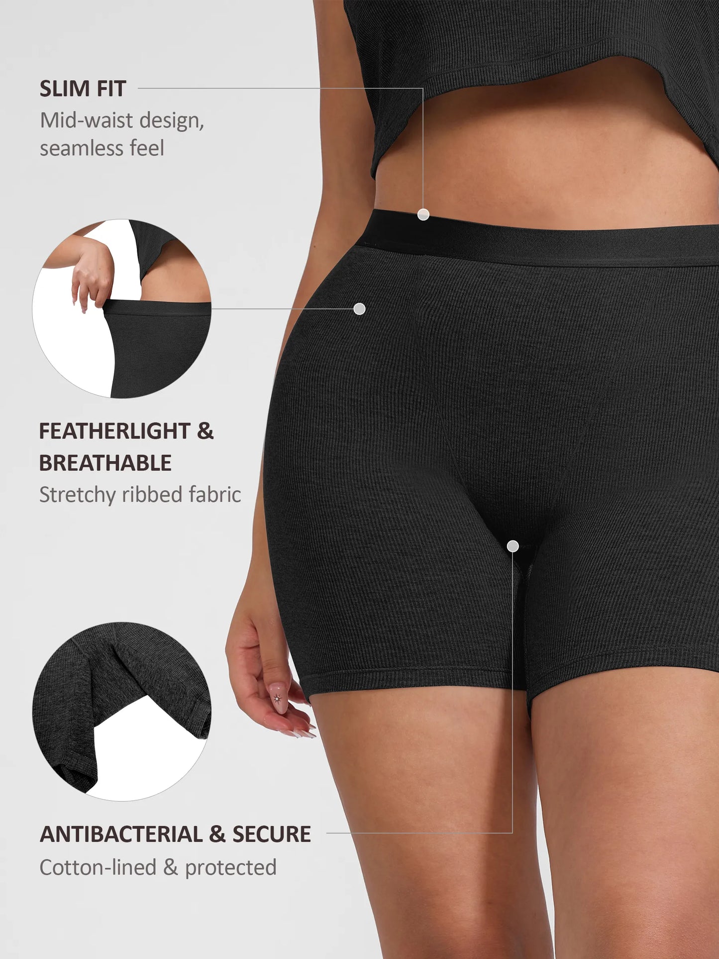Feelingirl Comfortable Stretchy Mid-Waist Boxer Shorts